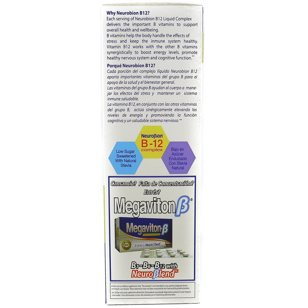 Glass of Neurobion B12 Liquid Citrus, refreshing taste for daily use.