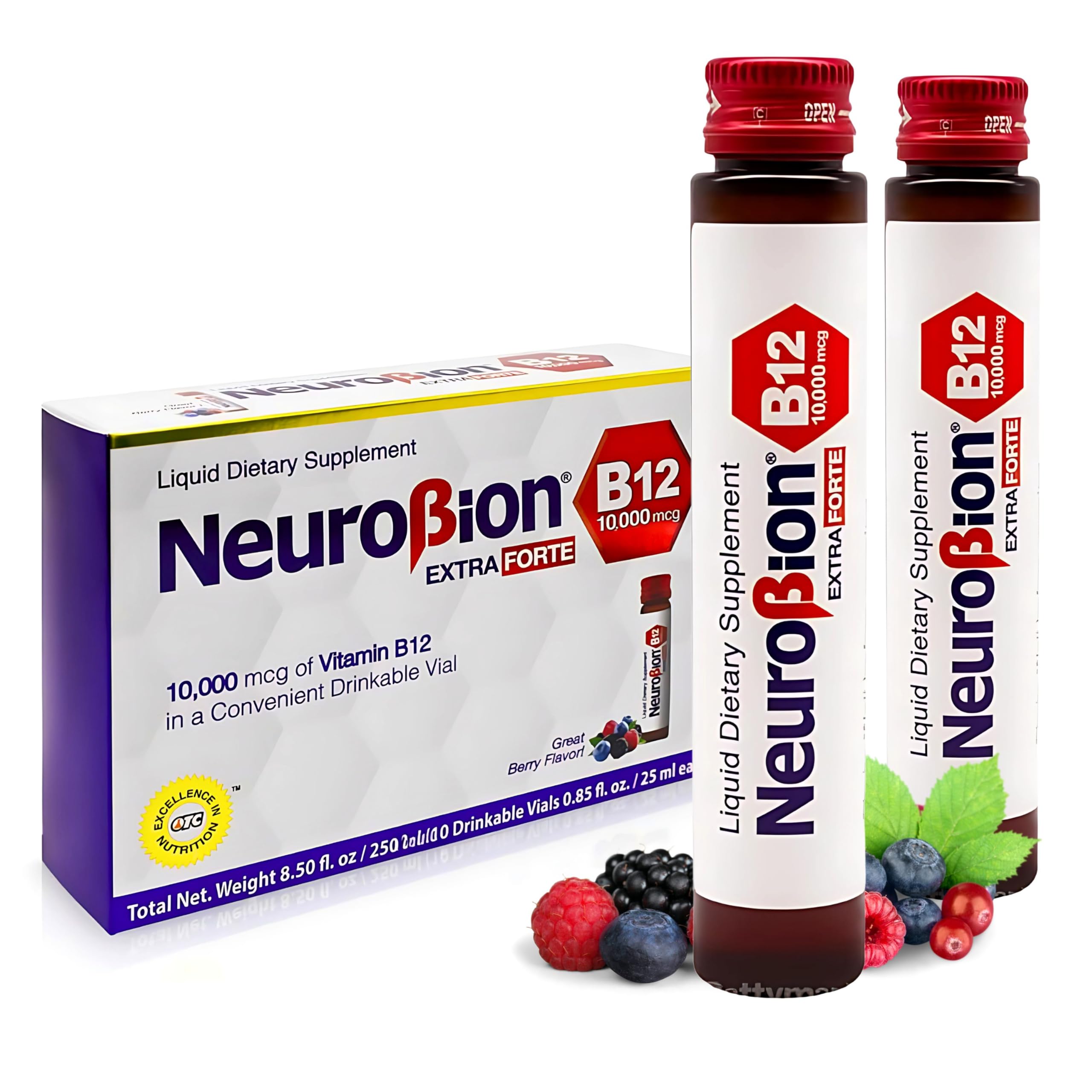 Neurobion B3 B12 Arginine liquid in a 25 ml vial highlights core ingredients for daily vigor.
