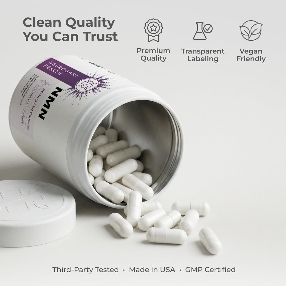 Neurogan Beta NMN capsules dispensed for a convenient one-capsule daily serving.