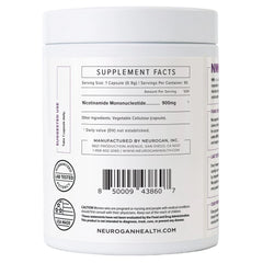 Neurogan Beta NMN packaging closeup reflects a clean, filler-free formulation.
