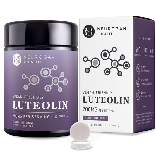 Neurogan Luteolin tablets bottle front for daily cellular support.