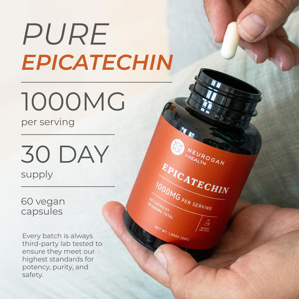 Label front of Neurogan Potent Epicatechin showing USA-made quality and brand trust.