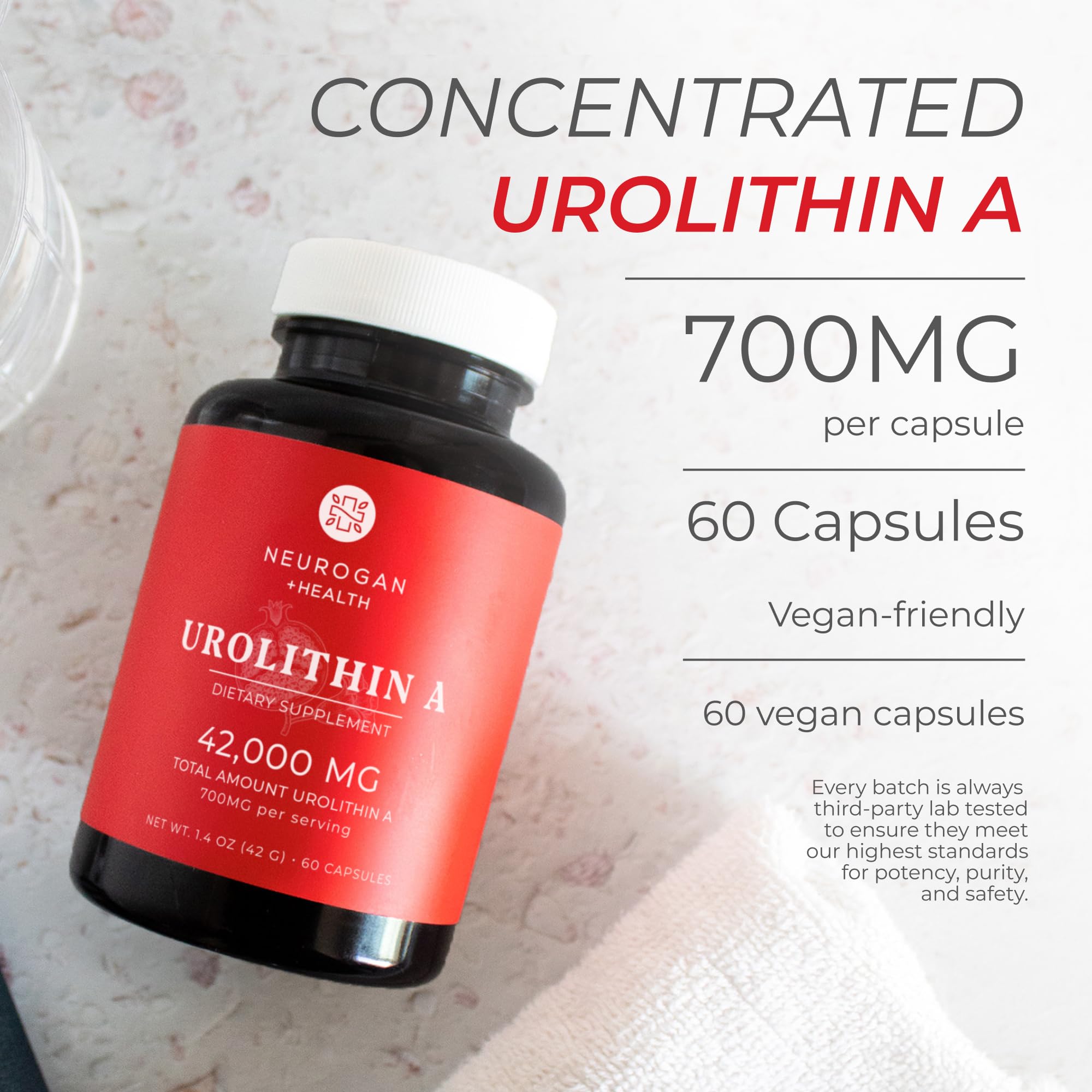Neurogan Urolithin A label view highlights pomegranate-derived formula.
