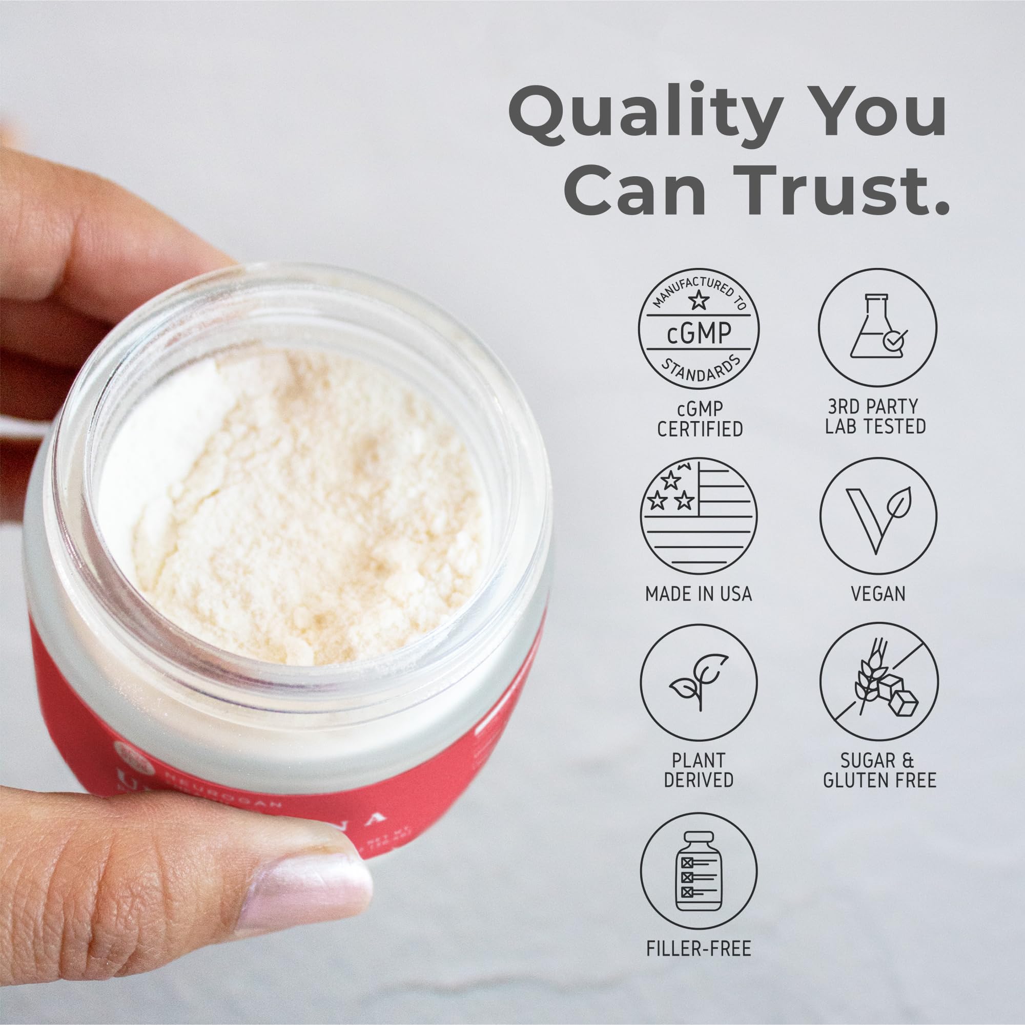 Neurogan Urolithin A powder ready to take with water as part of routine
