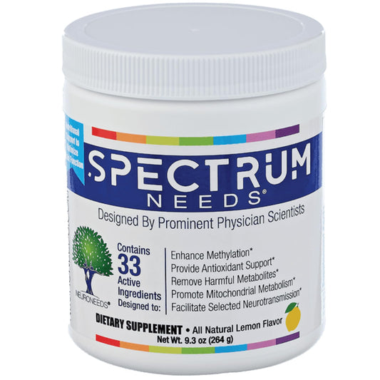 SpectrumNeeds by NeuroNeeds lemon bottle front, supporting daily vitality.