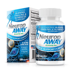 NeuropAWAY seal indicating clinically studied claims for nutrient-backed benefits.