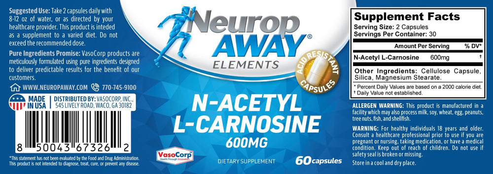 NeuropAWAY Elements N-Acetyl-L-Carnosine capsules support mitochondrial energy production