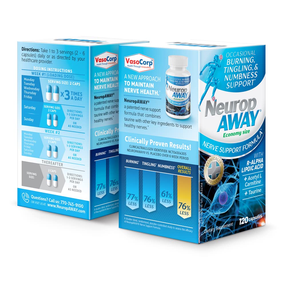 NeuropAWAY label with usage instructions emphasizing safe, sugar-free formula.