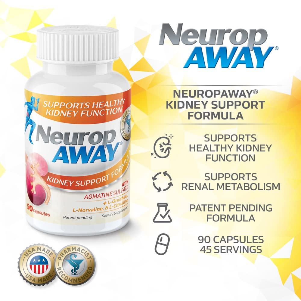 NeuropAWAY packaging shown for on-the-go kidney support.