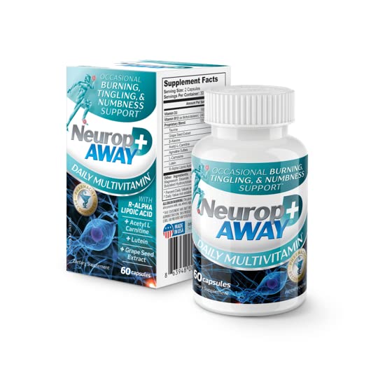 NeuropAWAY Multivitamin bottle closeup highlighting daily wellness support