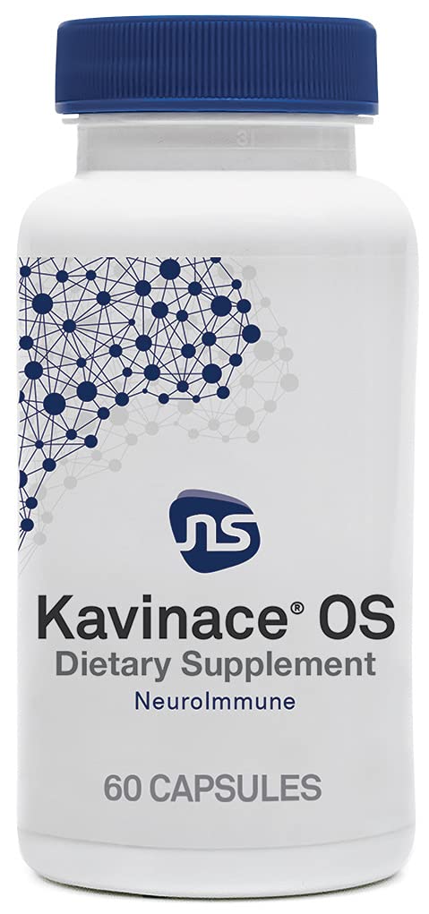 NeuroScience Kavinace OS bottle on nightstand supporting calm sleep.
