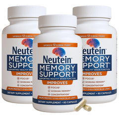 Neutein memory and focus bottle front for daily brain support.