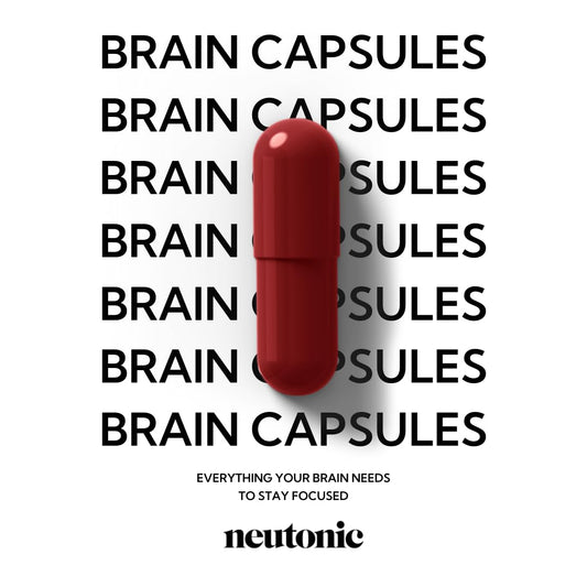 Neutonic nootropic capsules on desk suggest a productive study session