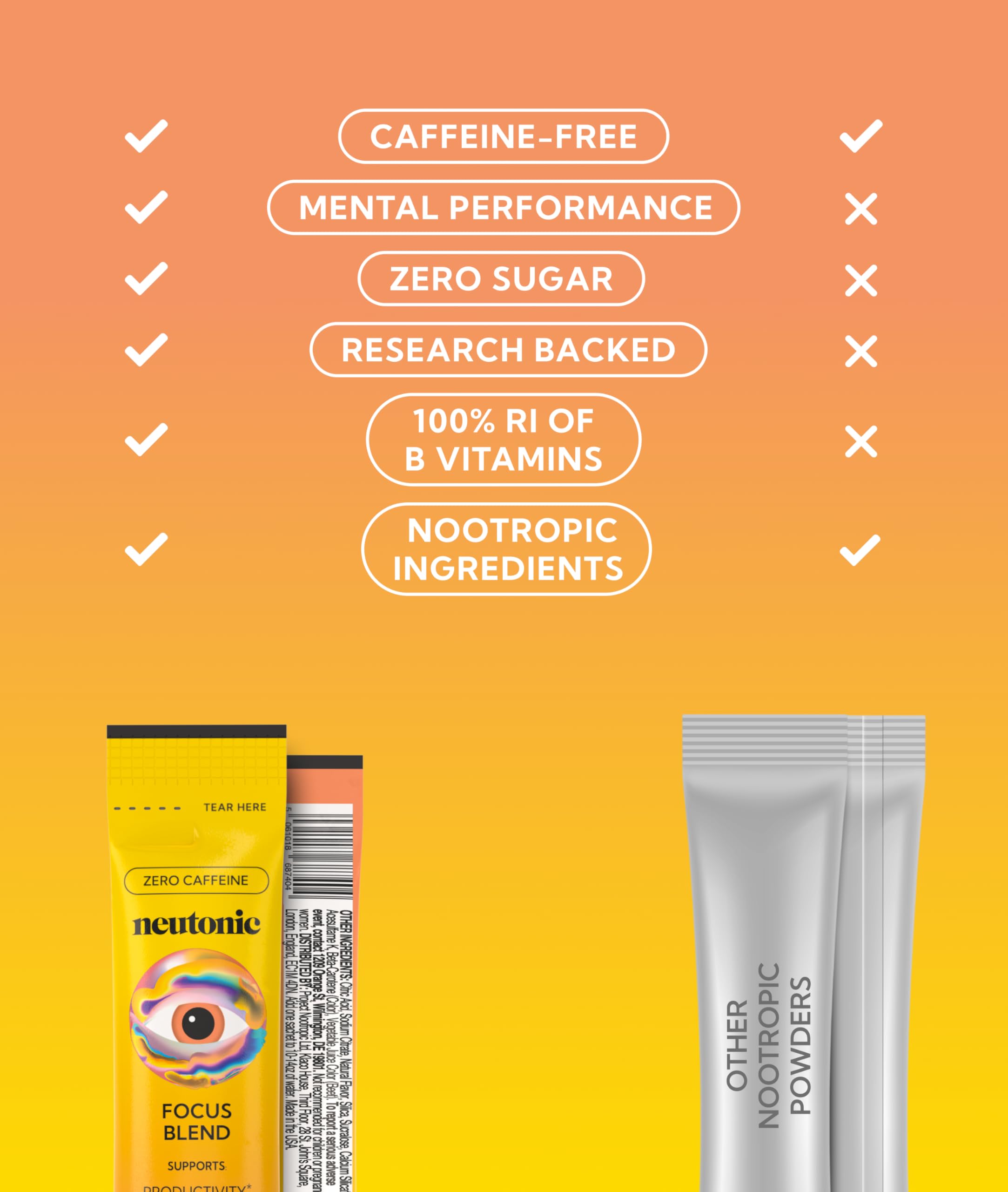 Neutonic Peach Mango stick-pack ready for quick water-mix focus.