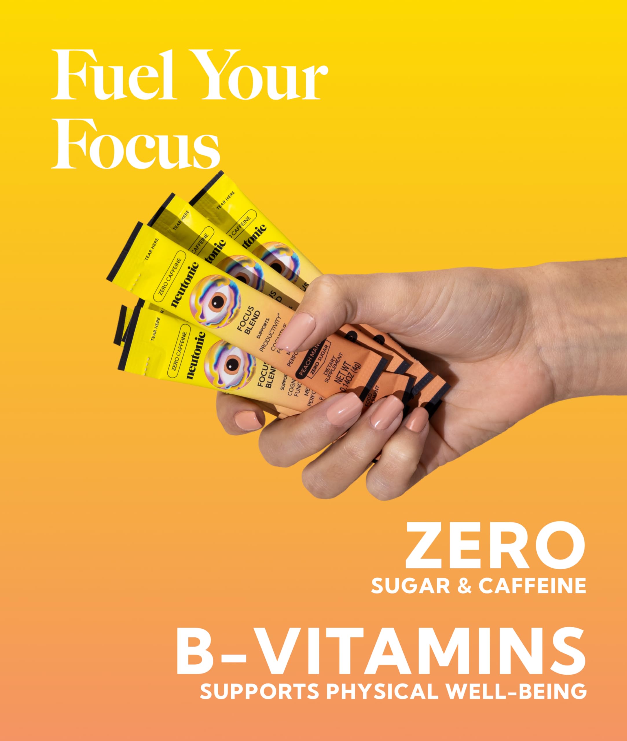 Neutonic Peach Mango travel pack for on-the-go focus.