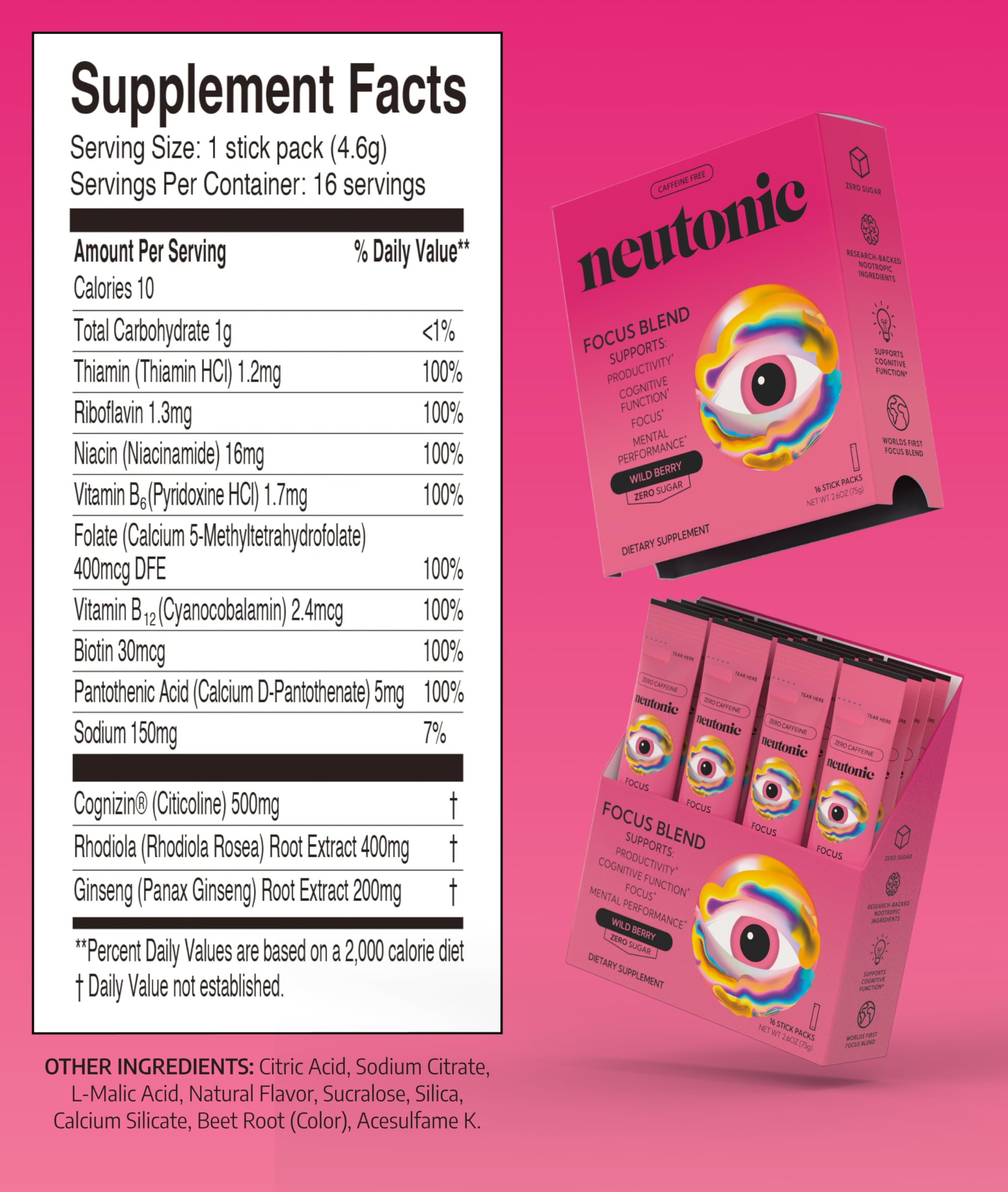 Neutonic travel kit on a tray ready for on-the-go focus