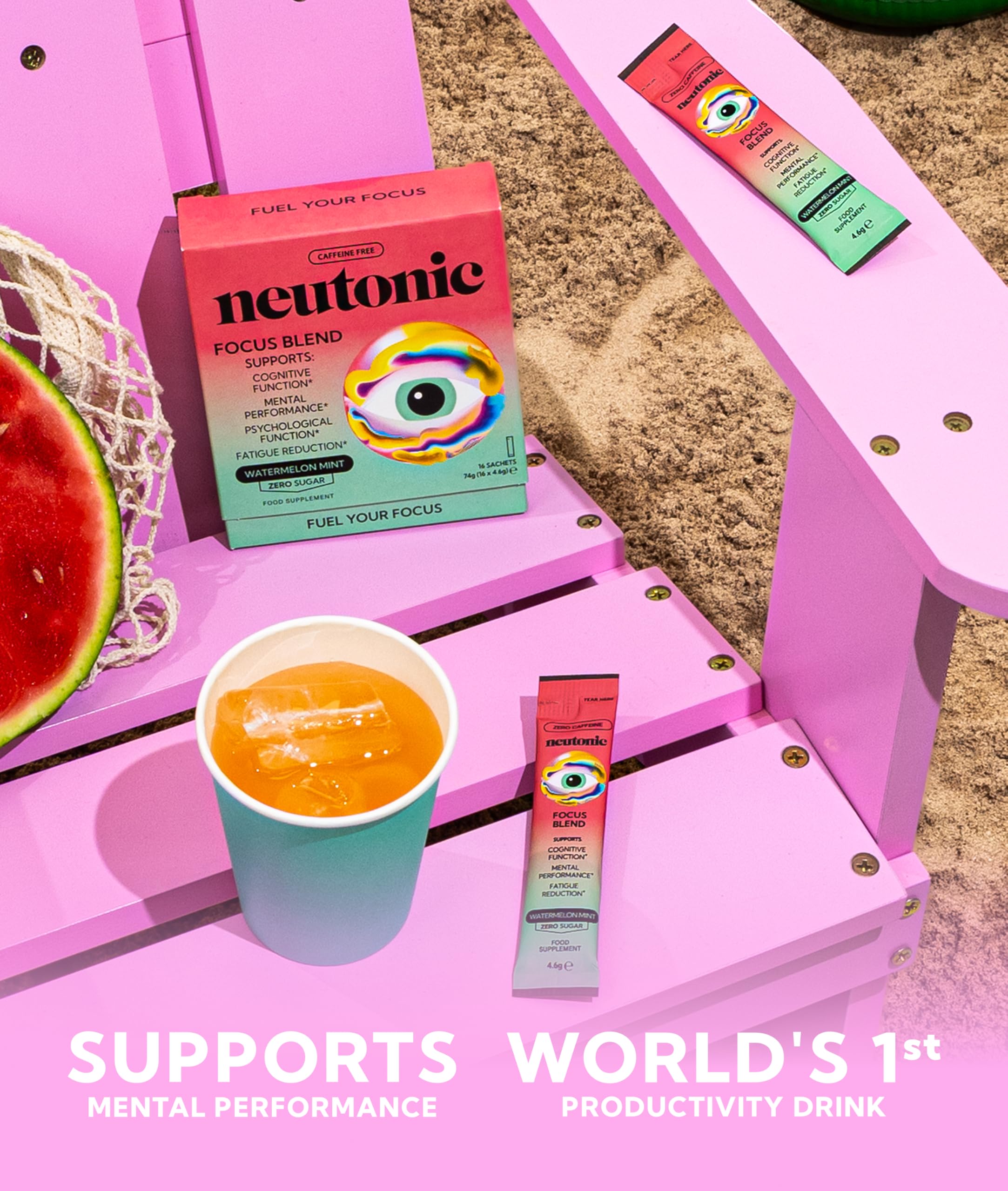 Neutonic Watermelon Mint travel pack ideal for on the go.
