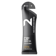 Neversecond C30+ Espresso flavor pack for quick on-the-go energy during workouts.
