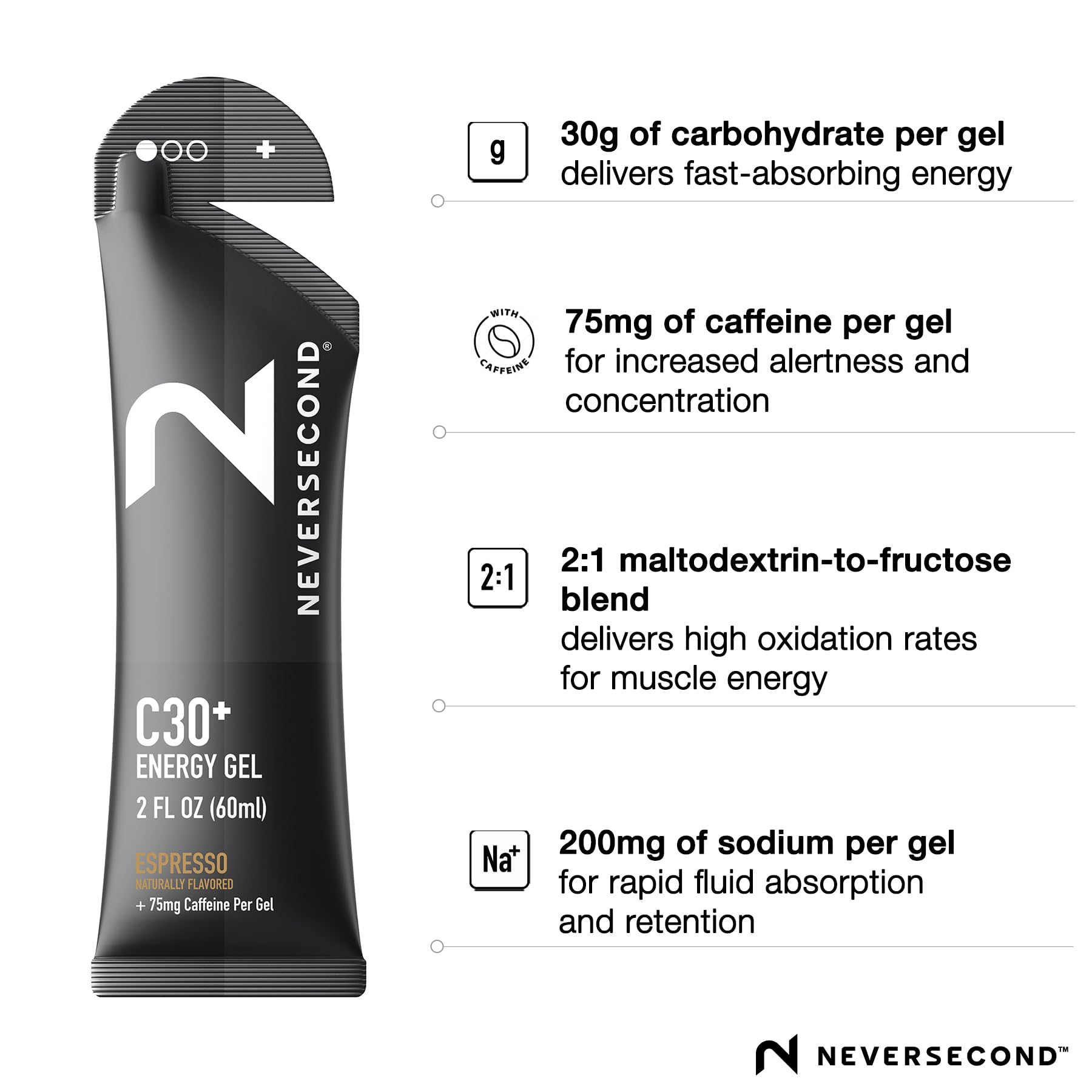 Neversecond C30+ Espresso gel being swallowed during training.