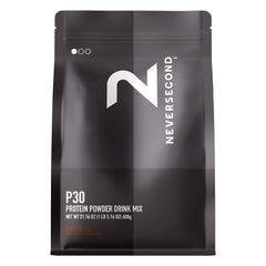 NeverSecond P30 Recovery Drink Mix tub in chocolate flavor for post-workout recovery.