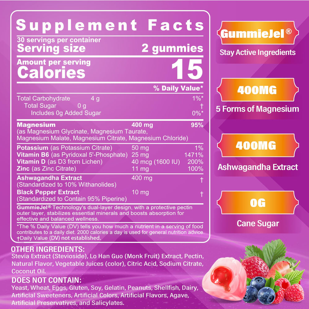 NEVISS 5-in-1 magnesium gummies bottle highlights diverse forms for calm focus.