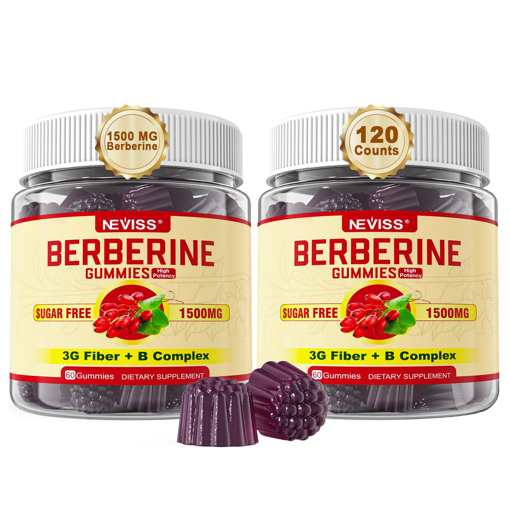 NEVISS Berberine 1500mg gummies bottle for daily wellness support