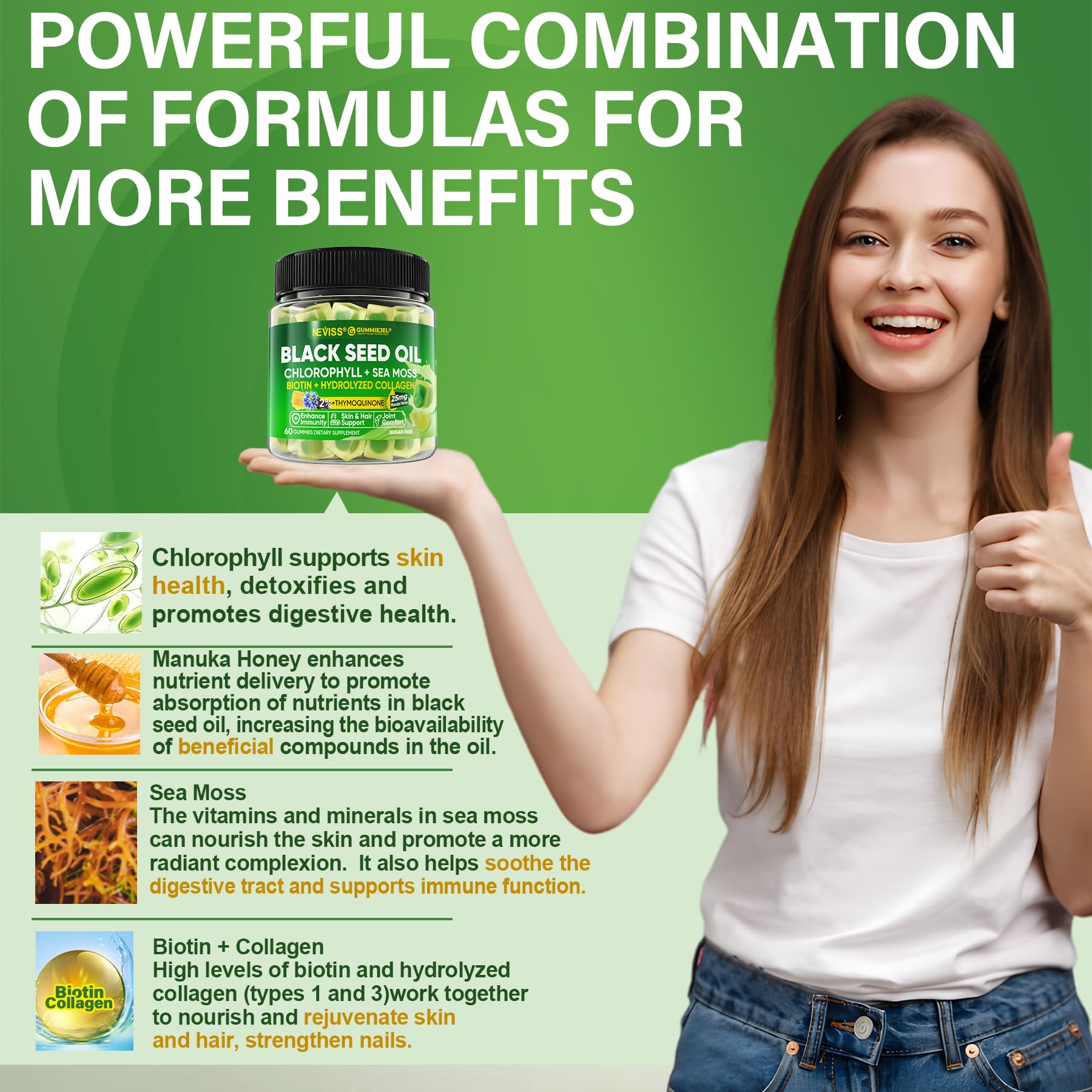 NEVISS biotin 500mcg bottle shot focusing on hair and nail support