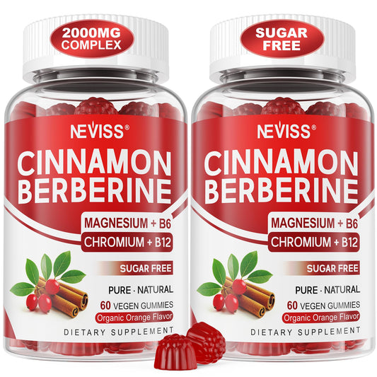 NEVISS Ceylon Cinnamon Berberine Gummies bottle for convenient daily wellness.