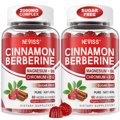 NEVISS Ceylon Cinnamon Berberine Gummies bottle for convenient daily wellness.