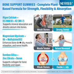 NEVISS D3 and K2 panel illustrating vitamins for calcium utilization.
