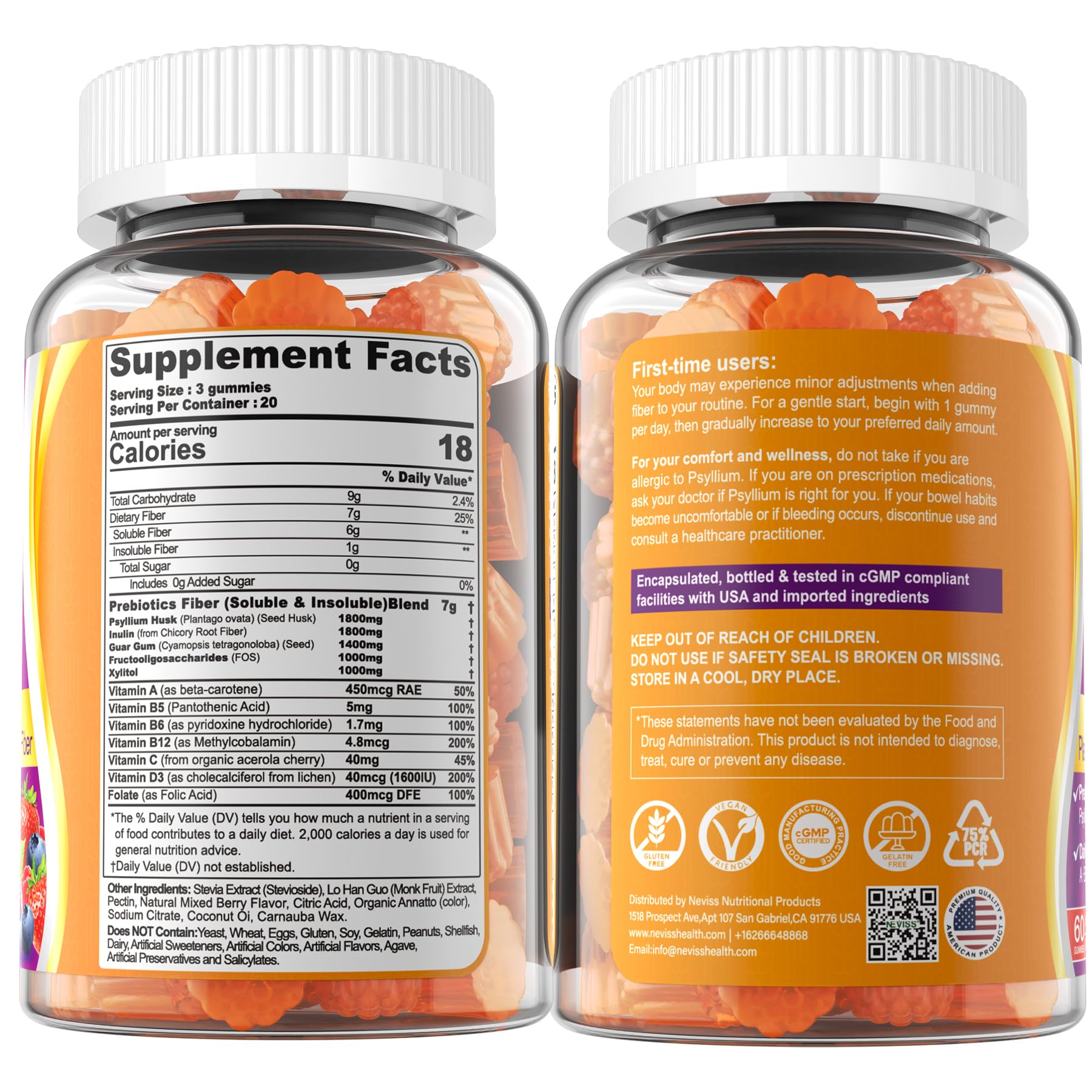 NEVISS gummies featuring sugar-free sweeteners for tasty, guilt-free snack.