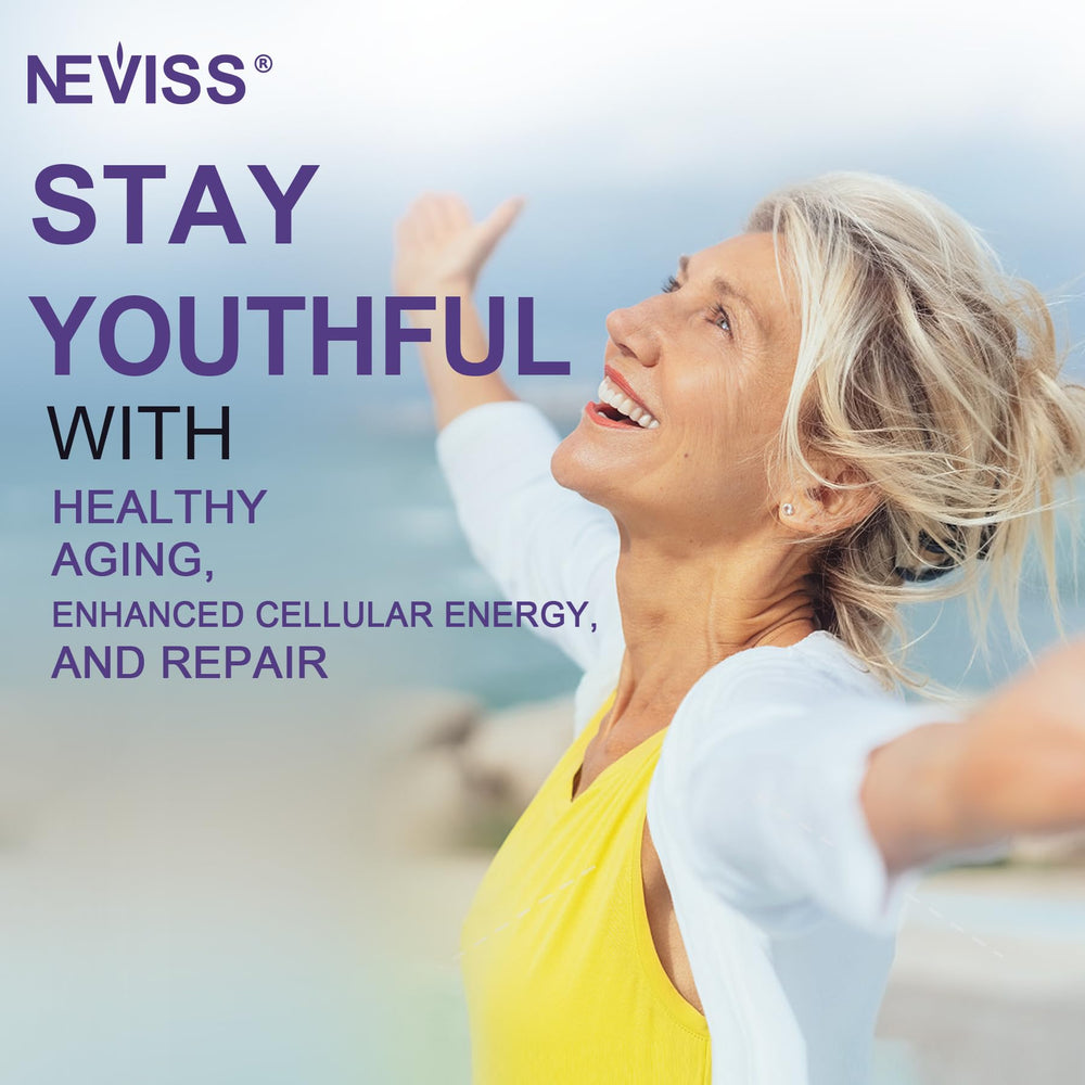 NEVISS label shows immunity and cognition support elements in the blend.