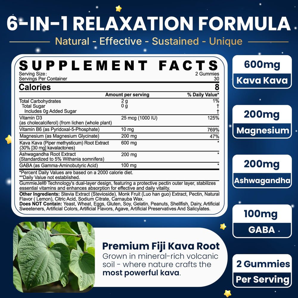 NEVISS Kava Kava Gummies pouring shot for quick relaxation during a busy day.