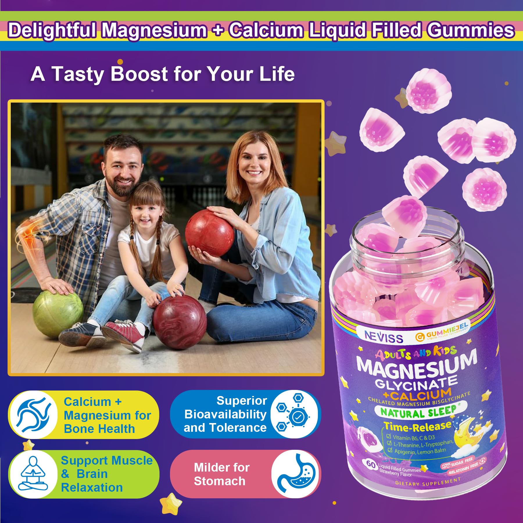 NEVISS kids 4 plus dosage one gummy under supervision supports family friendly nutrition.