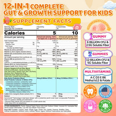 NEVISS Kids Probiotic Gummies back label highlights 12B CFU and 5g fiber