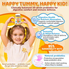 NEVISS Kids Probiotic Gummies fruit-color blend features 10 fruits and veggies