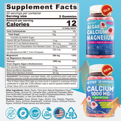 NEVISS calcium ingredients lineup featuring algae calcium and minerals for absorption.