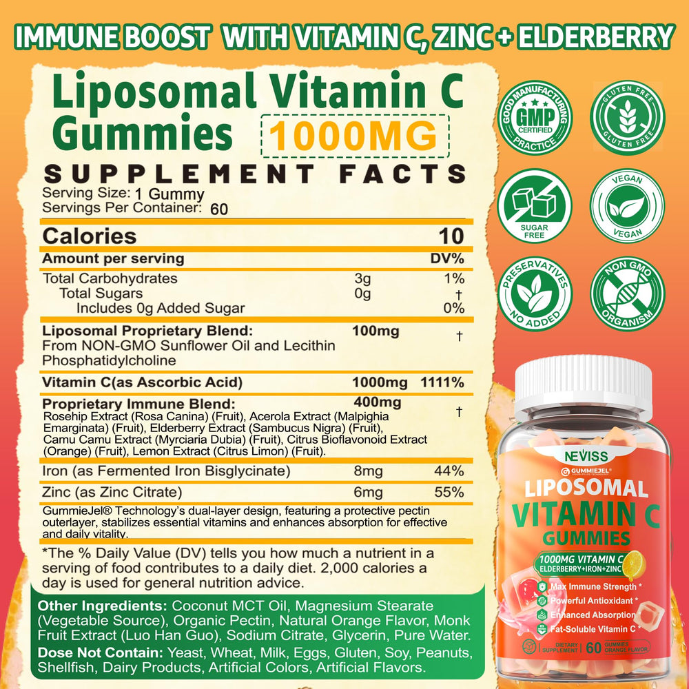 NEVISS gummies in orange flavor for easy daily vitamin C intake.