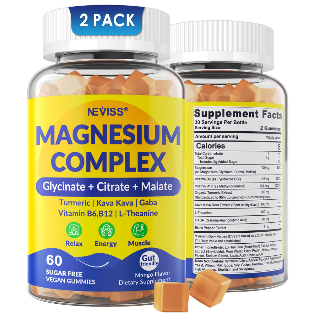 NEVISS Magnesium Complex Gummies bottle for calming sleep support.
