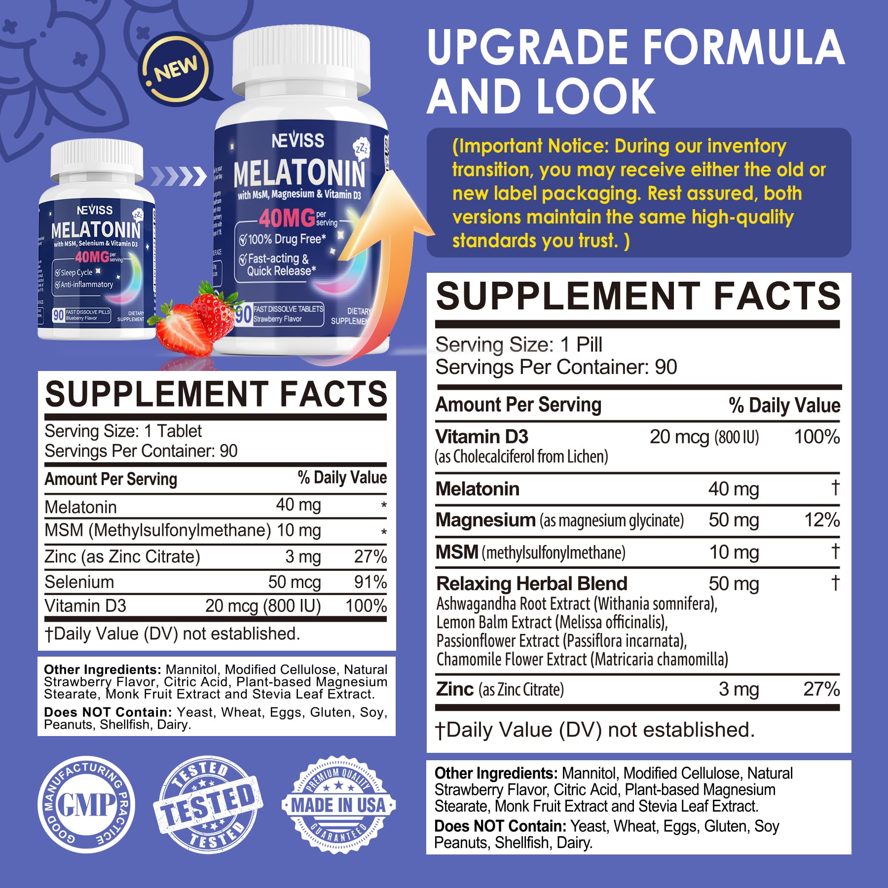 NEVISS melatonin chewable strawberry flavor for convenient bedtime use