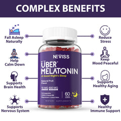 Neviss melatonin gummies ingredients vegan non-GMO with natural fruit flavor