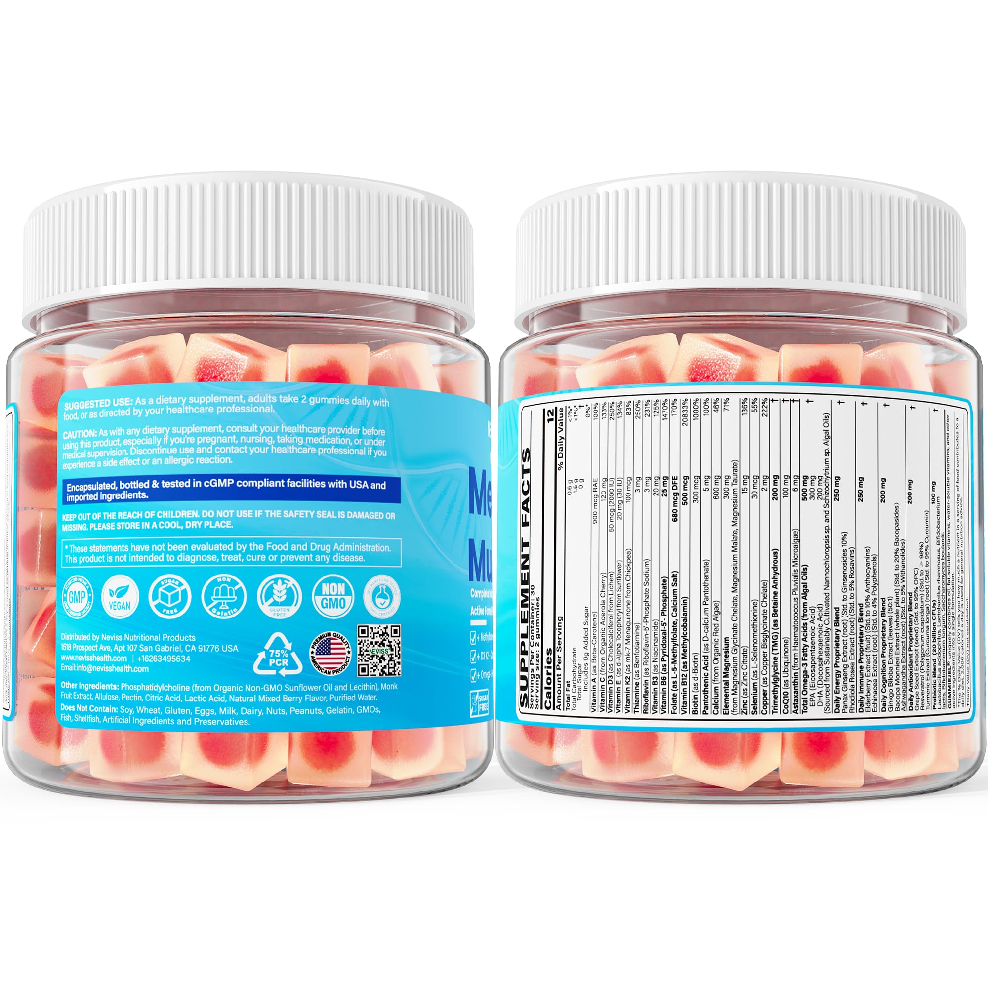 Hero shot of NEVISS gummies for daily support