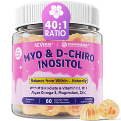 NEVISS myo-inositol and d-chiro gummies bottle for daily balance