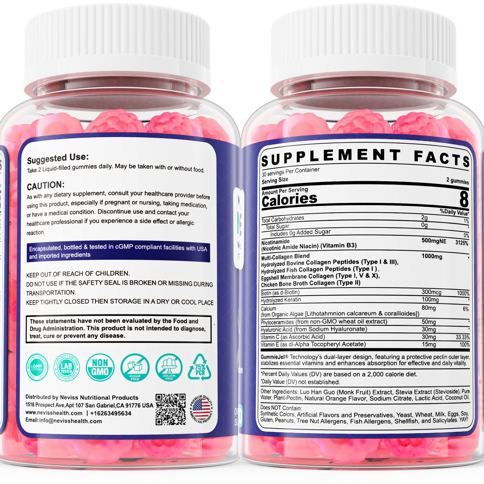 NEVISS Nicotinamide gummies daily-use container with easy dispense