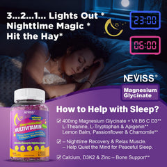 NEVISS night relaxation with L-theanine and botanicals calms the mind.