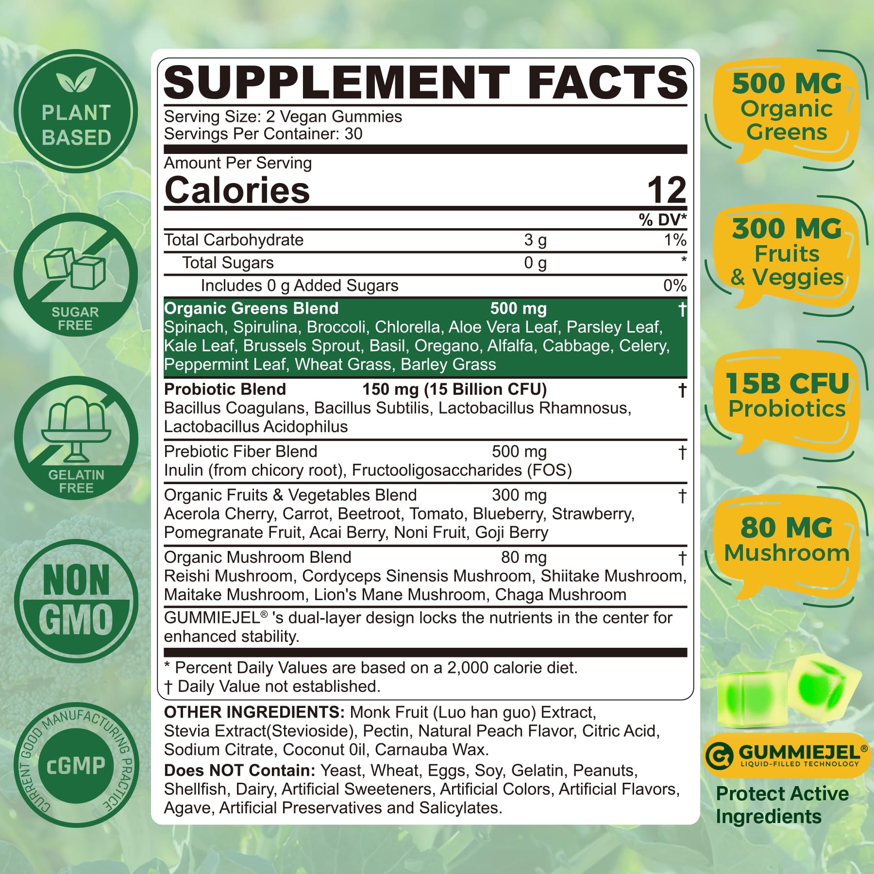 NEVISS Peach-flavored gummies close-up highlighting tasty daily boost