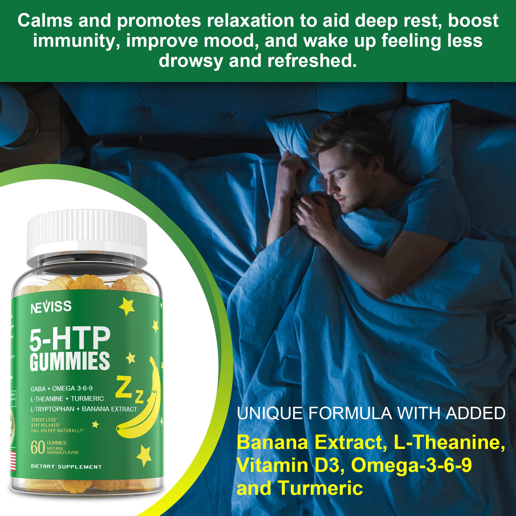 Neviss Phosphatidylserine and Chamomile support calm mood balance during evenings.