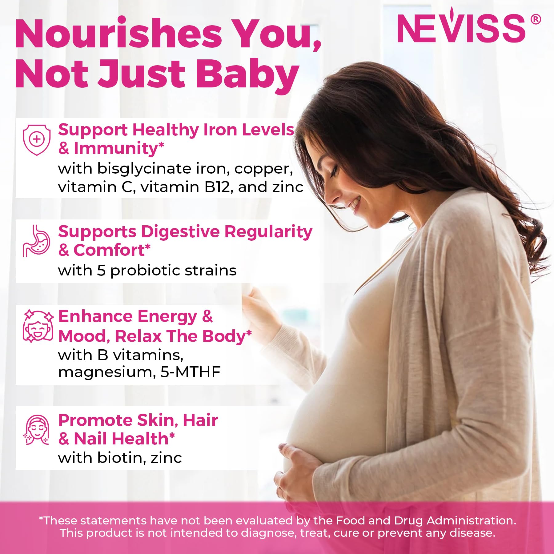 NEVISS Prenatal Gummies mixed-berry flavor for tasty daily nutrition