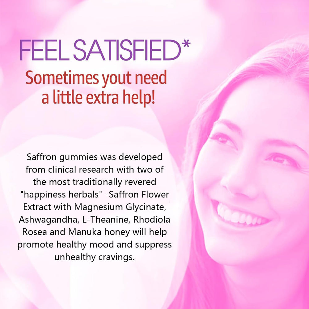 NEVISS saffron gummies packaging label shows 100mg saffron per serving