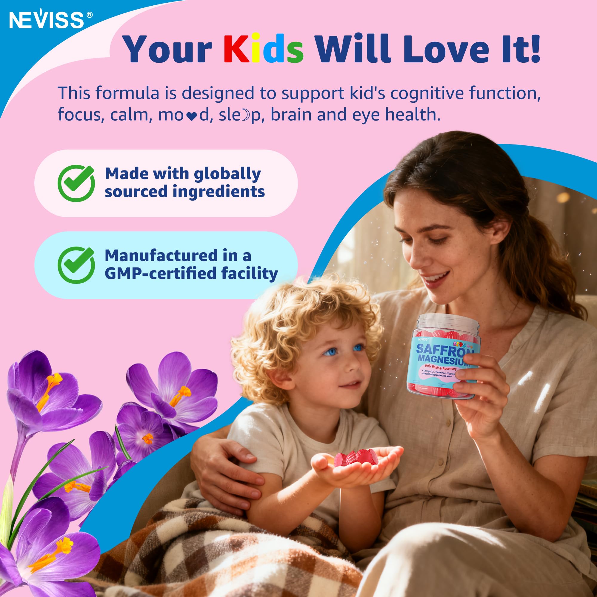 NEVISS kids enjoying gummies texture and flavor.
